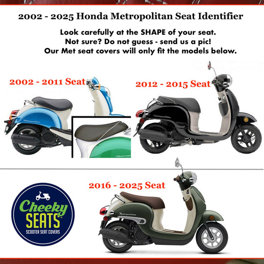 Honda Metropolitan Seat Cover Matte Black with French seams- by Cheeky ...